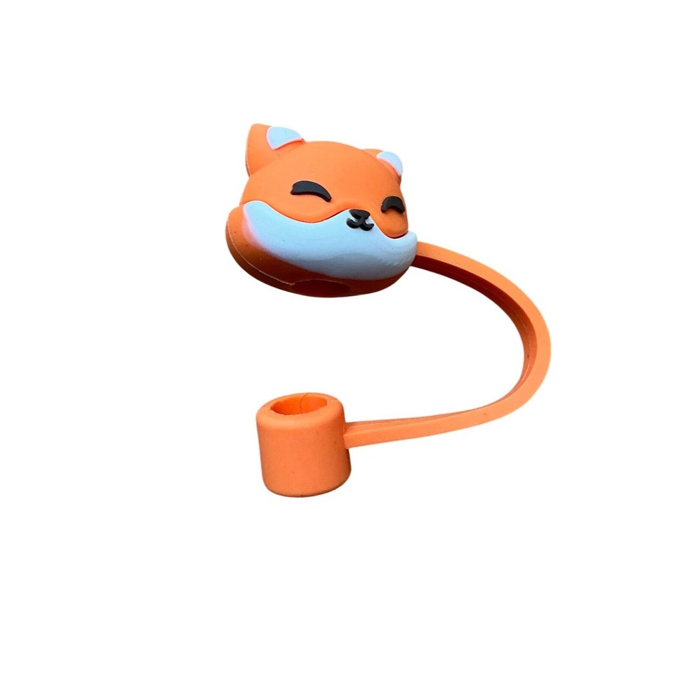 Cute Animal Straw‎ Covers Fox Pig Penguin Silicone Reusable Drink Accessories - Picture 2 of 4